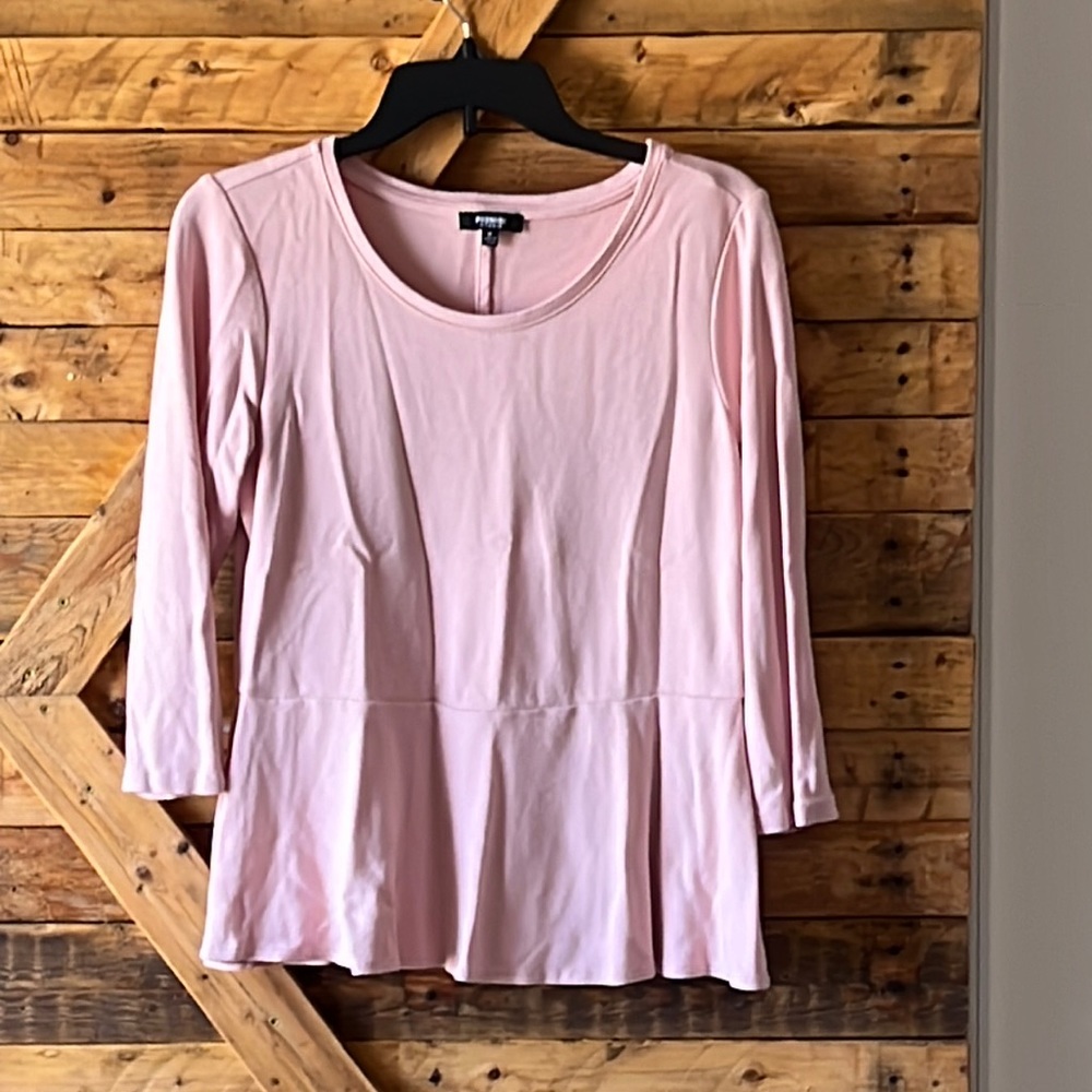 PREMISE STUDIO pink 3 quarter inch sleeve top